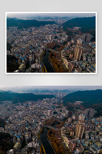 贵州遵义城市风光航拍摄影图