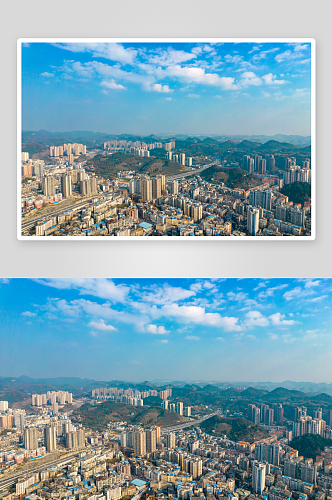 贵州遵义城市风光航拍摄影图