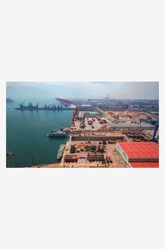 日照港口码头货运集装箱航拍摄影图