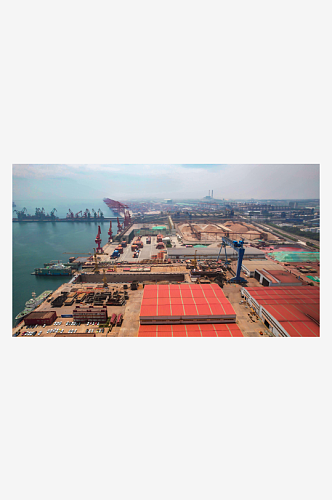 日照港口码头货运集装箱航拍摄影图