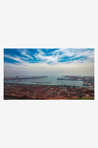 山东日照港口码头货运集装箱航拍摄影图