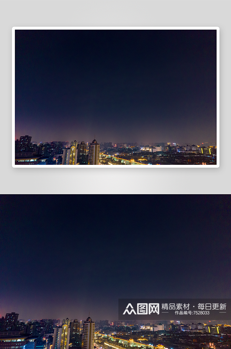 西安城墙永宁门夜景灯光航拍摄影图素材