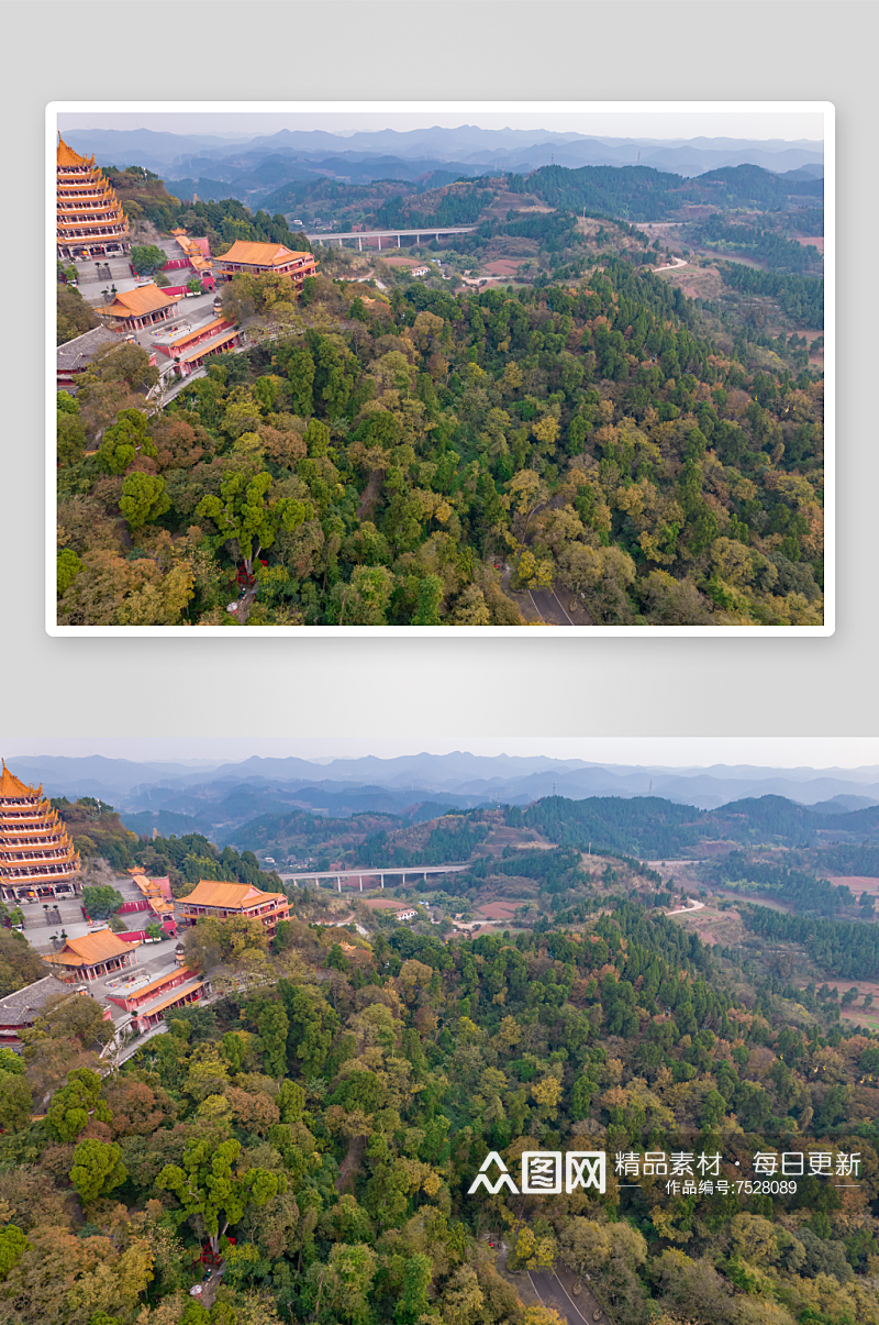 四川遂宁灵泉寺航拍摄影图素材