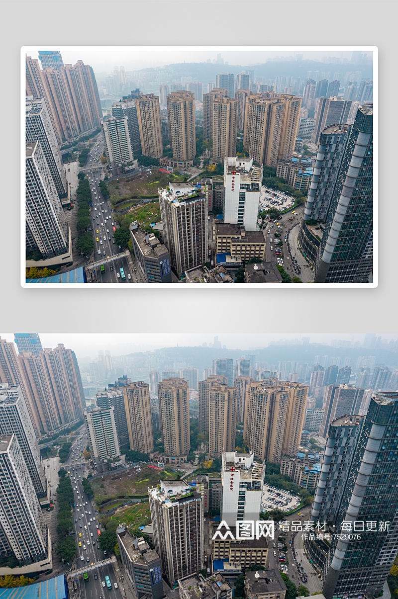 重庆观音桥商业圈高楼建筑航拍摄影图素材