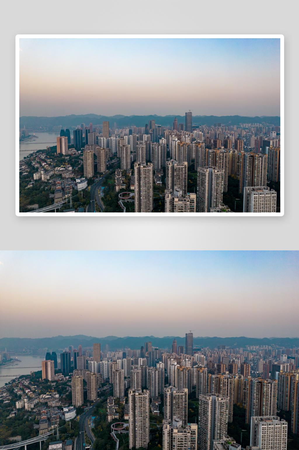 重庆城市晚霞航拍摄影图素材