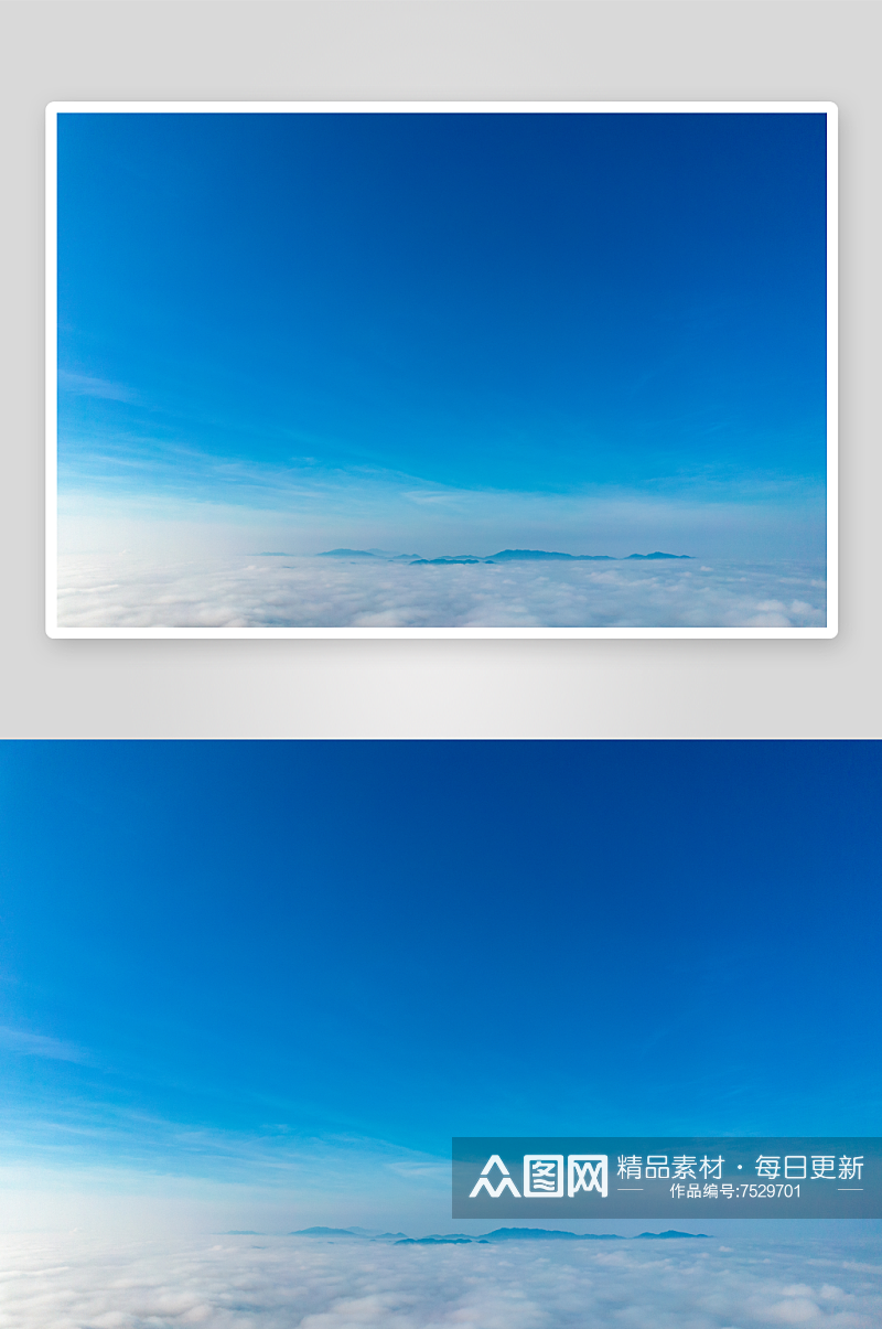 云层之上云海蓝天白云山川航拍摄影图素材