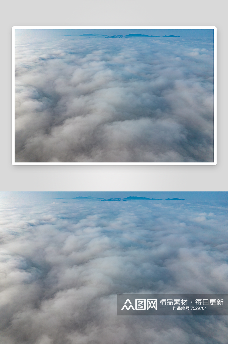 云层之上云海蓝天白云山川航拍摄影图素材