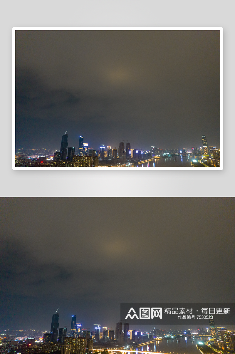 航拍广州城市夜景航拍摄影图素材