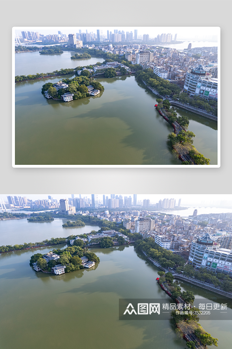 广东惠州西湖风景区航拍摄影图素材