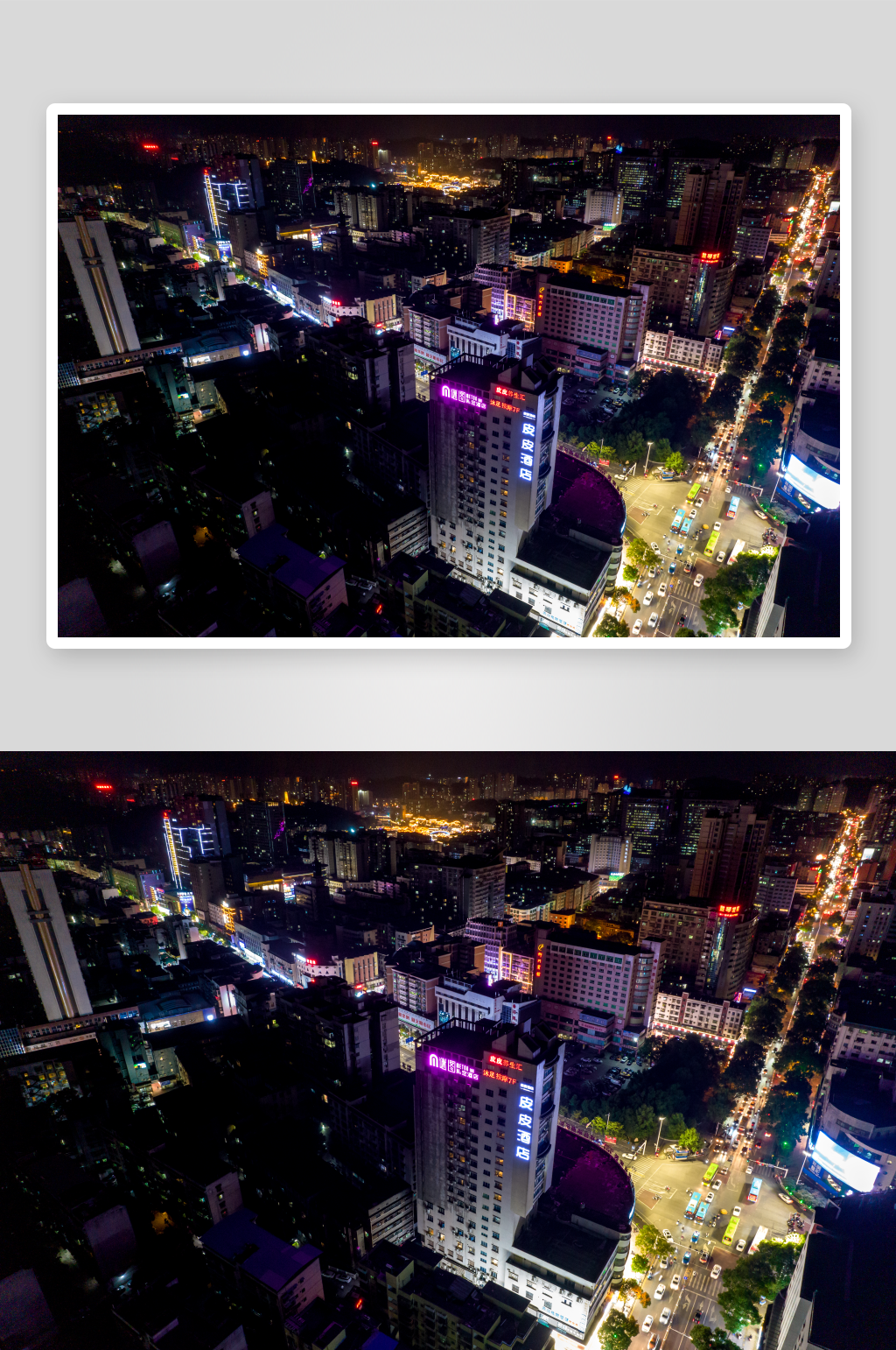 郴州城市夜景灯光航拍素材