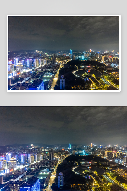 东莞鸿福路夜景灯光航拍摄影图