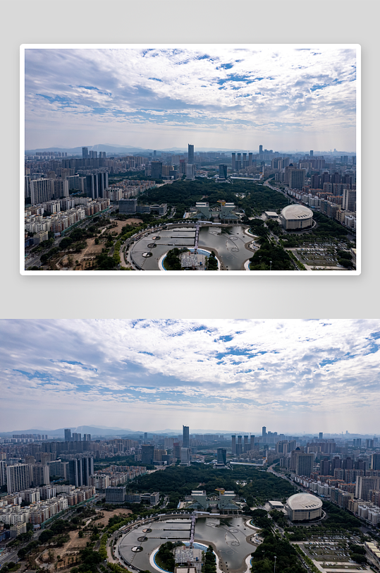 东莞城市风光中心广场航拍摄影图