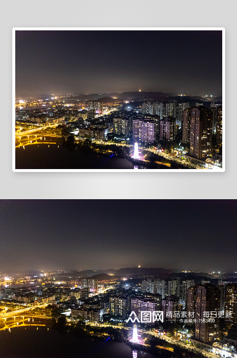 广东惠州合江大桥夜景航拍摄影图素材