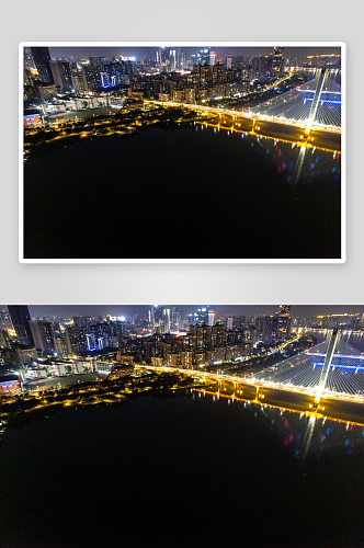 广东惠州合江大桥夜景航拍摄影图
