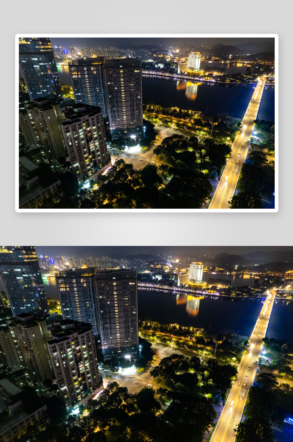 广东惠州城市风光夜景灯光航拍摄影图素材