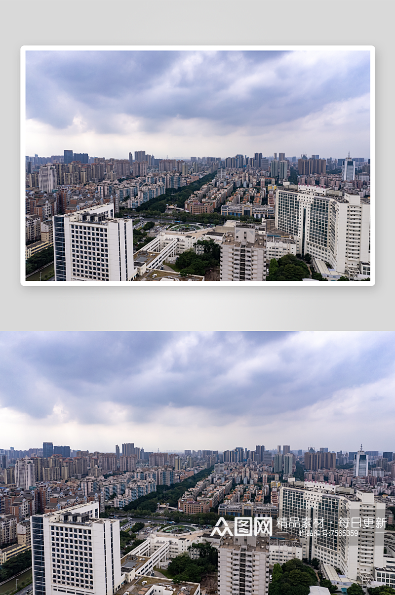 广东佛山电视塔及其周边建筑航拍摄影图素材