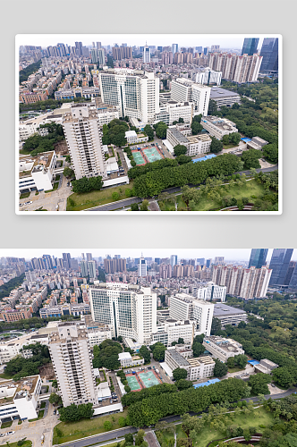 广东佛山电视塔及其周边建筑航拍摄影图