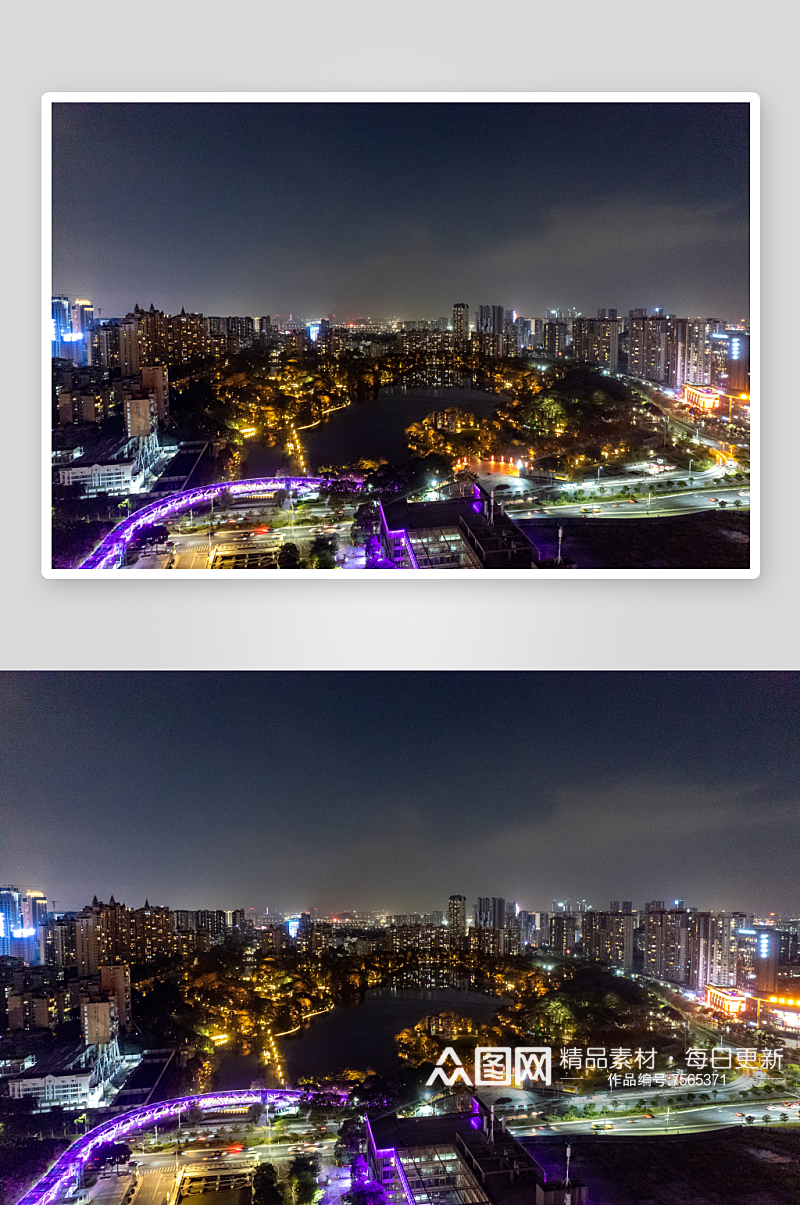 广东佛山电视塔地标建筑夜景航拍摄影图素材