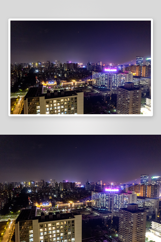 广东佛山城市夜景灯光航拍摄影图