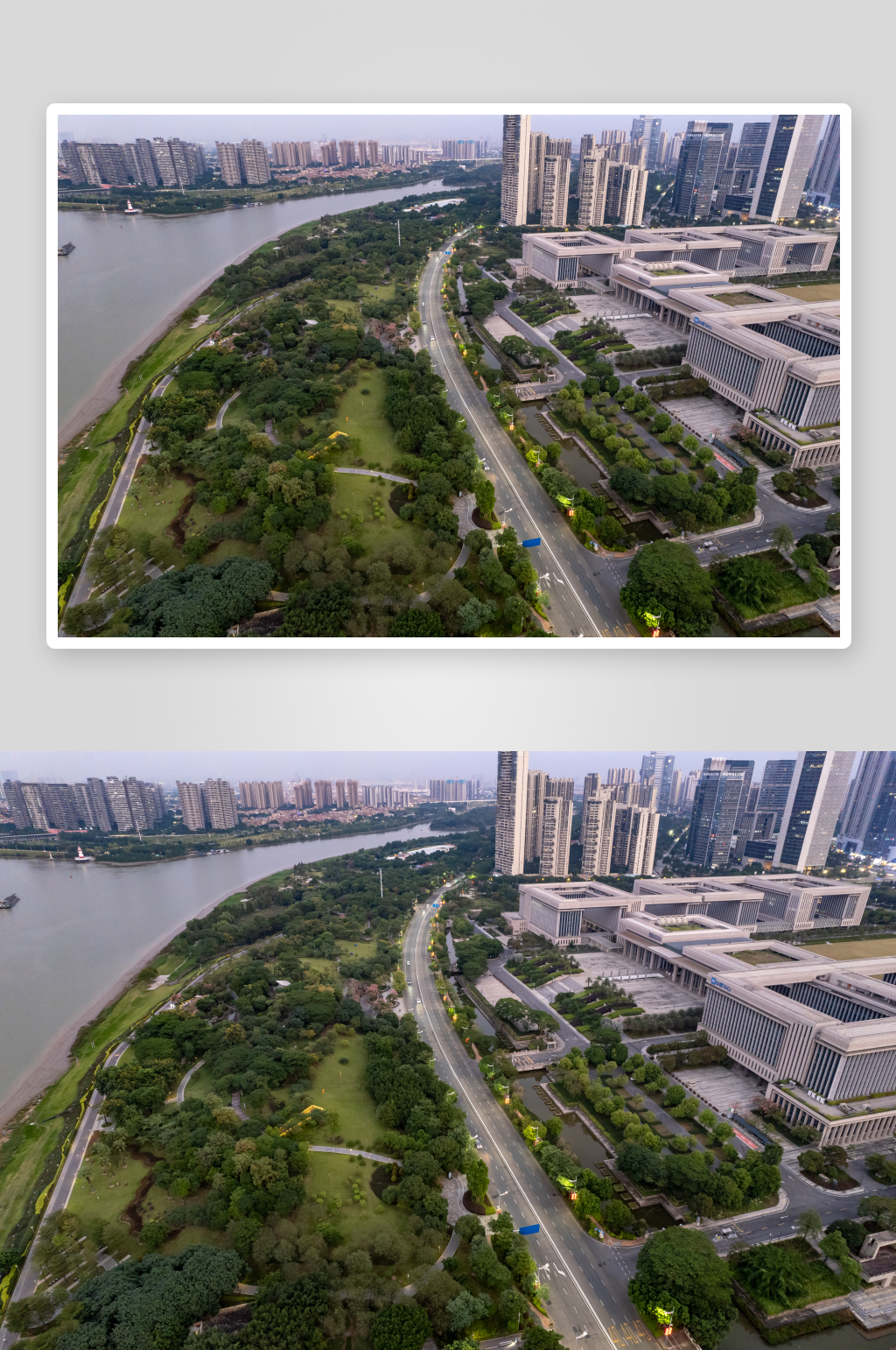 广东佛山城市晚霞东平大桥航拍摄影图素材