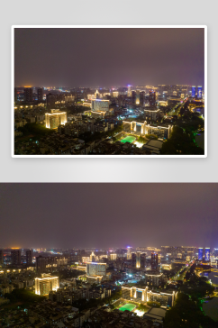 广东佛山城市夜景灯光航拍