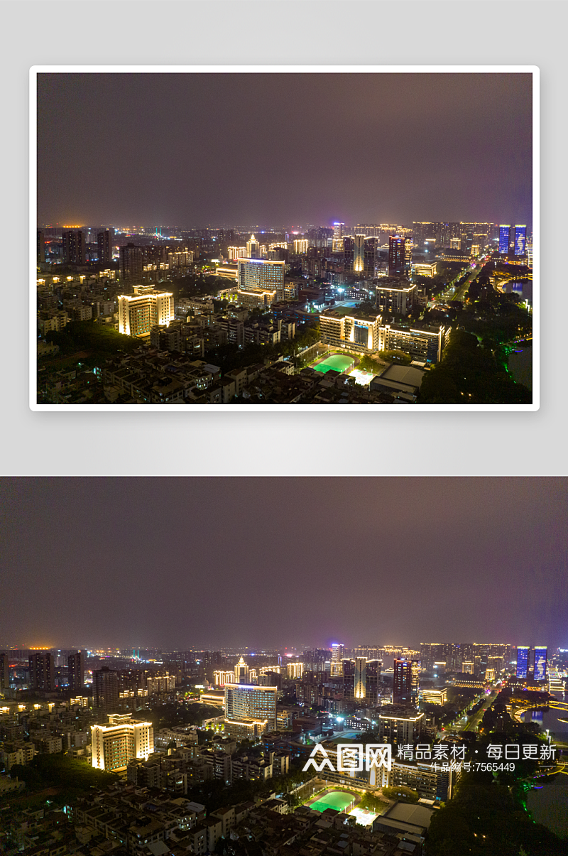 广东佛山城市夜景灯光航拍素材