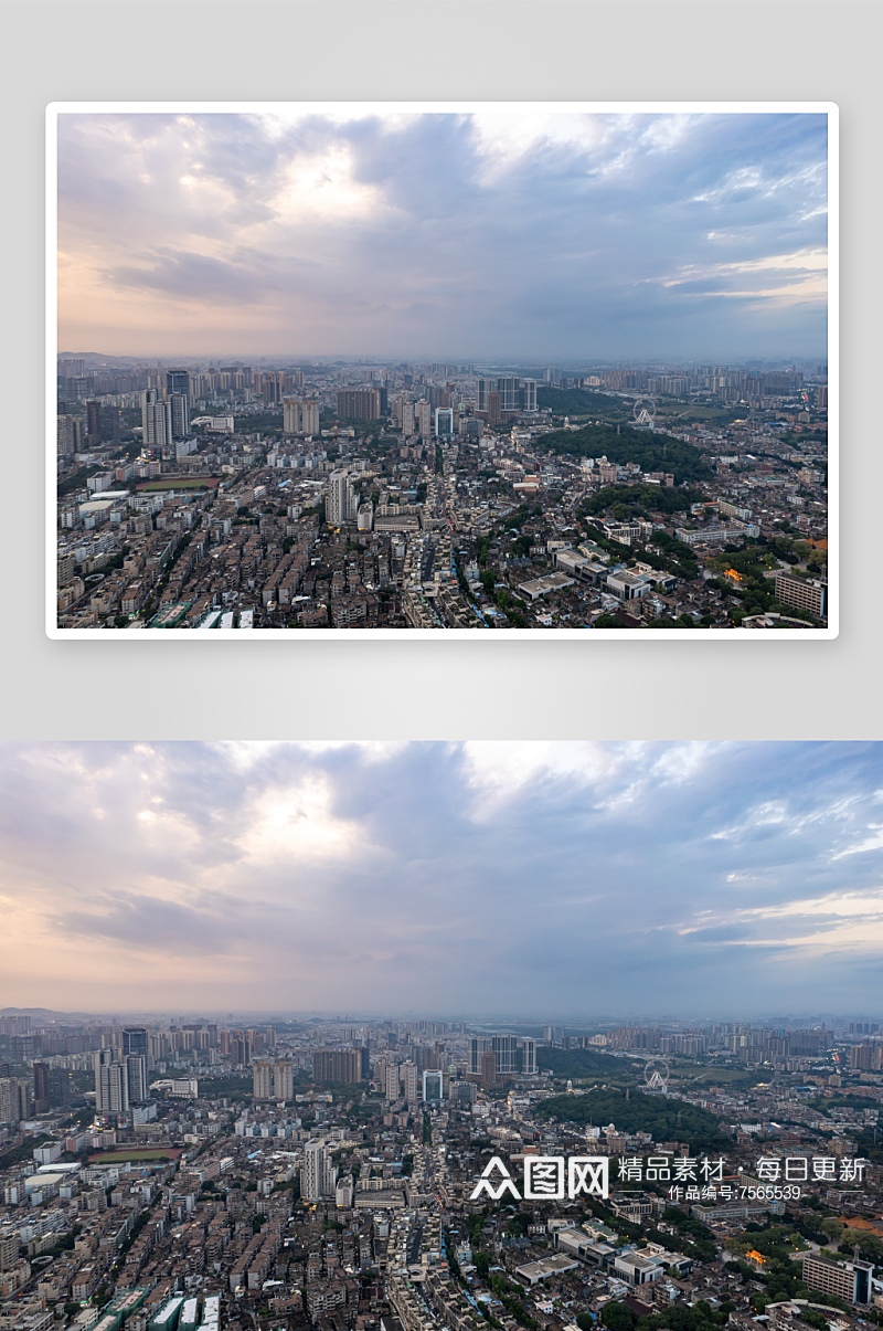 广东中山城市老城区航拍摄影图素材