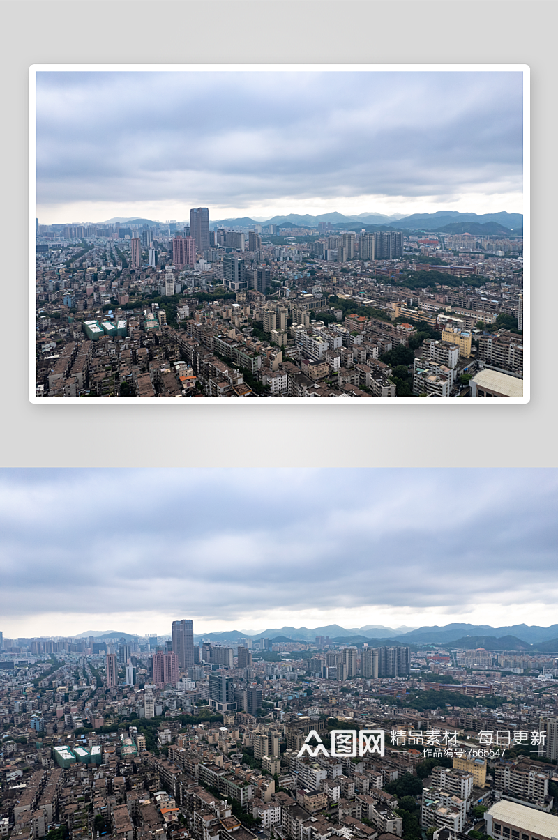 广东中山城市老城区航拍摄影图素材