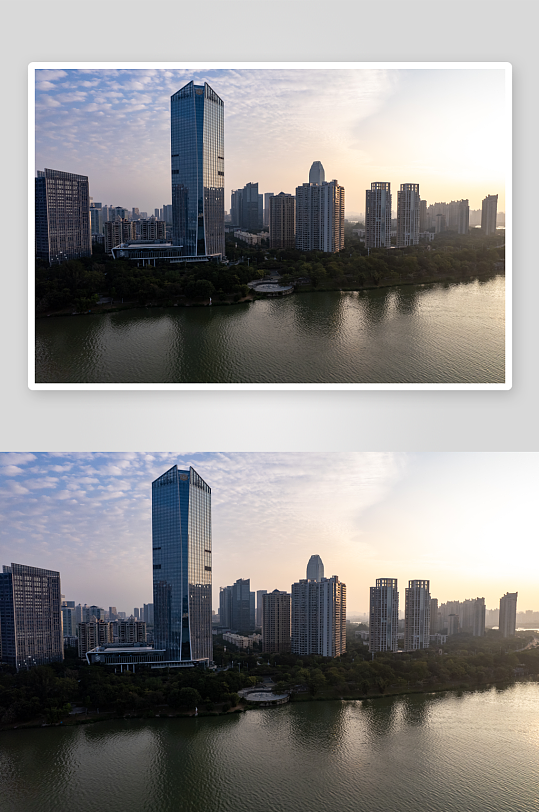广东惠州中心广场商务建筑航拍摄影图