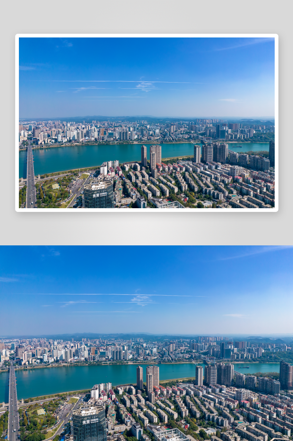 湖南株洲城市大景建设风光航拍图素材