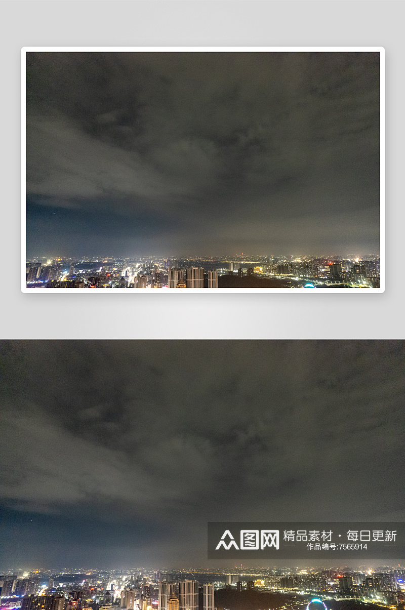 广东中山城市夜景万家灯火航拍摄影图素材