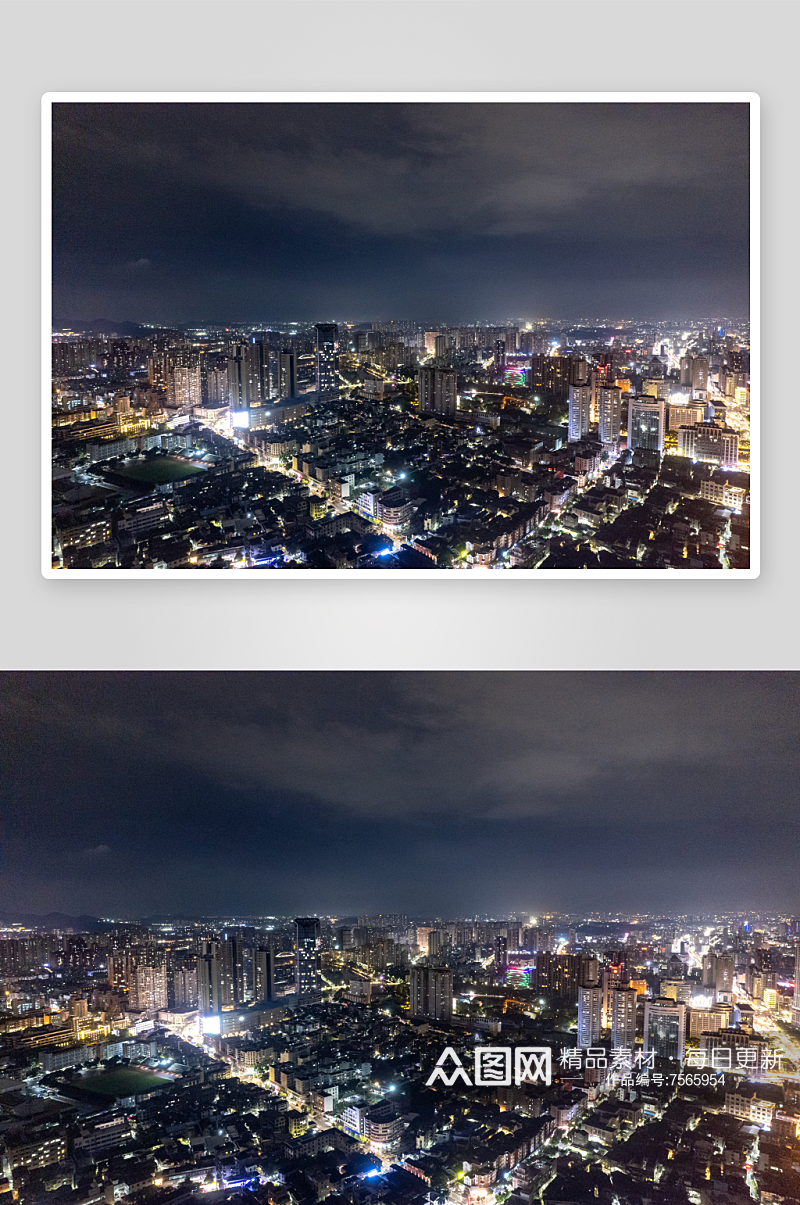 中山城市夜景万家灯火航拍摄影图素材