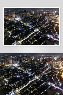 中山城市夜景万家灯火航拍摄影图