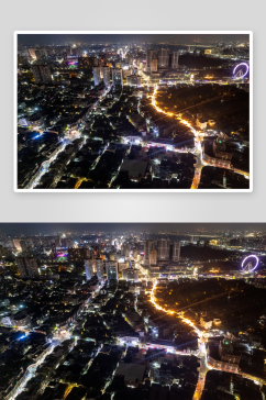 中山城市夜景万家灯火航拍摄影图