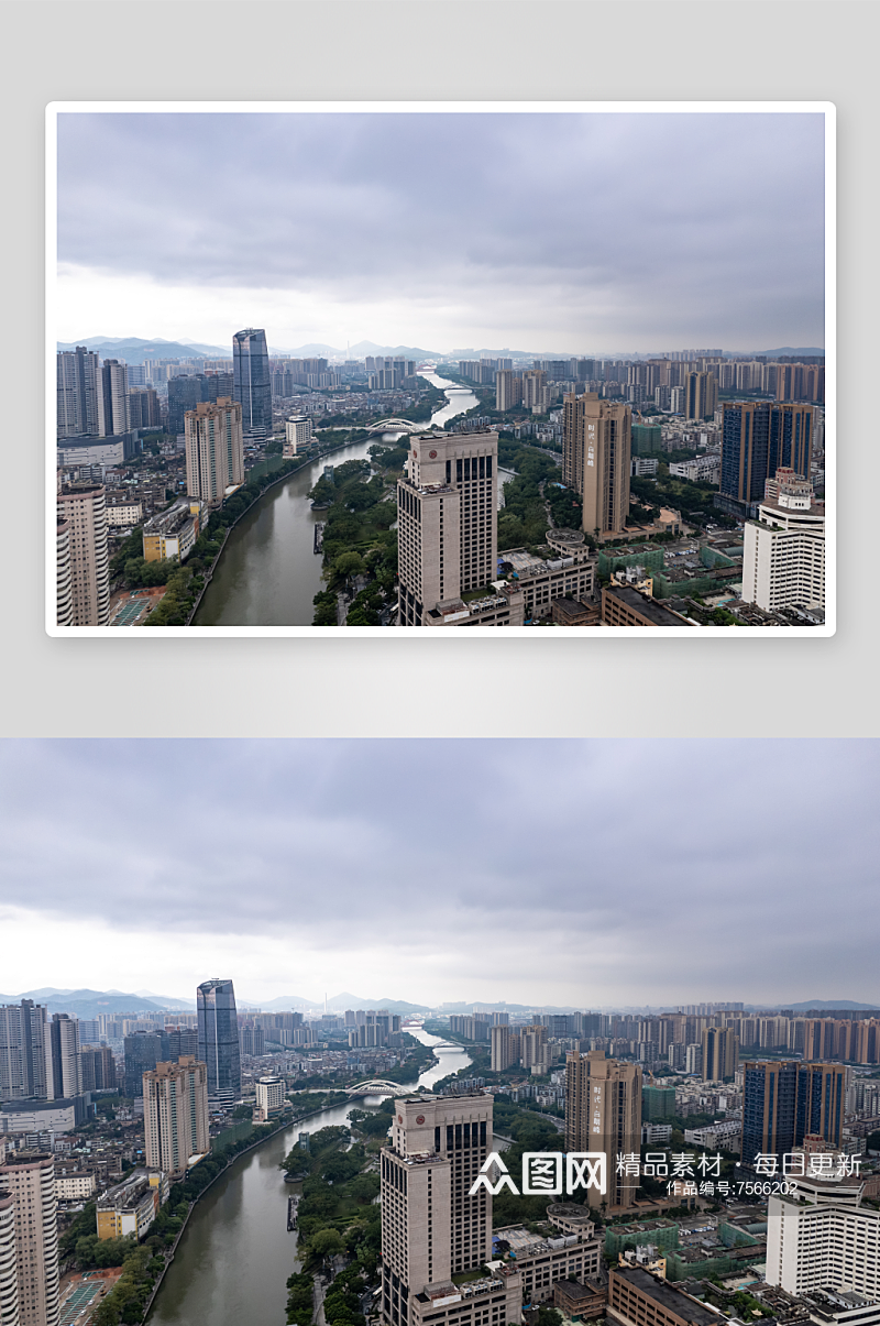 广东中山城市风光航拍图素材