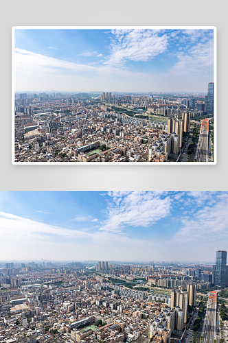 老城新城城市对比建筑东莞航拍摄影图