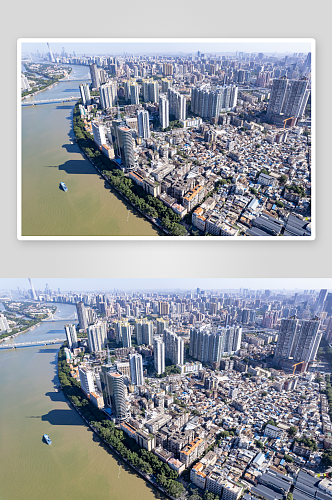 广东广州珠江两岸高楼建筑航拍摄影图