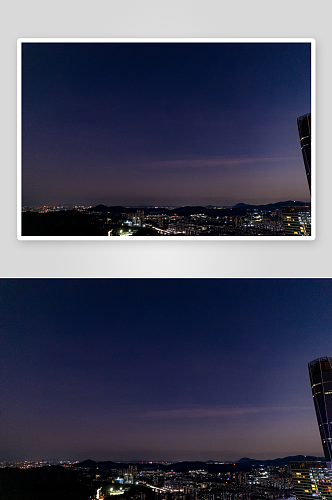 东莞晚霞城市夜景灯光航拍摄影图