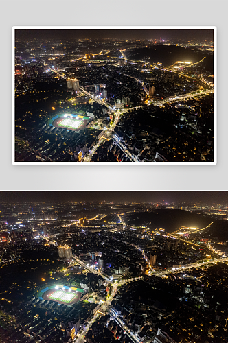城市夜景交通道路万家灯火航拍摄影图