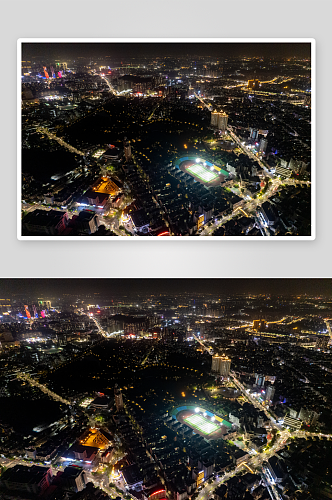 城市夜景交通道路万家灯火航拍摄影图