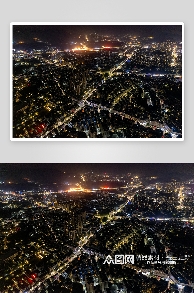 城市夜景交通道路万家灯火航拍摄影图素材