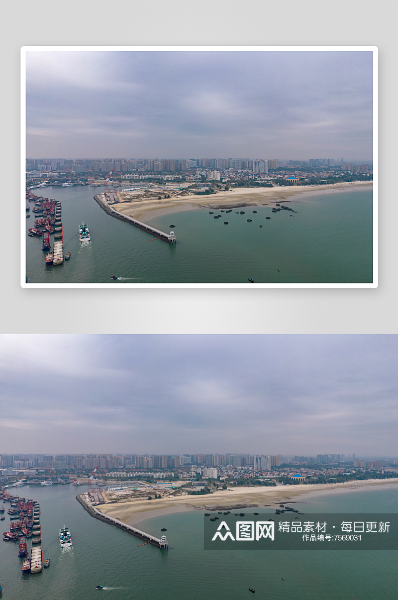北海国际客运港港口码头航拍摄影图素材