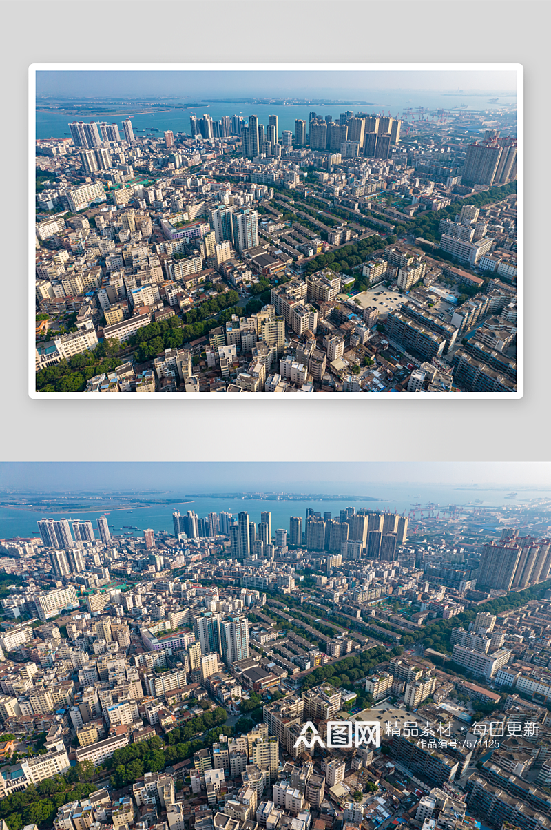 广东湛江老城区建设航拍摄影图素材