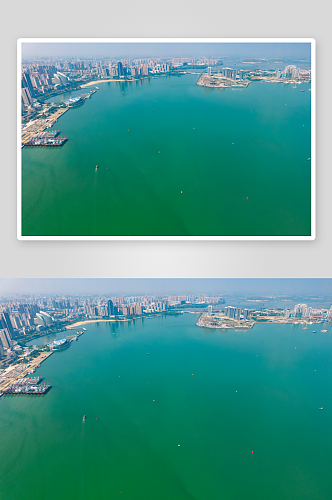 广东湛江广州湾高楼建筑航拍摄影