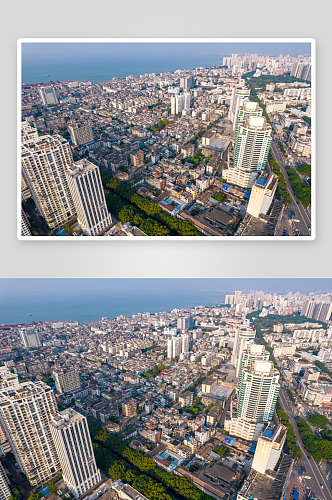 广西北海北部湾广场及周边建筑航拍摄影图