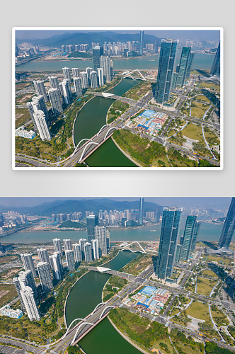 珠海横琴金融中心商务建筑航拍摄影图