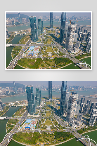 珠海横琴金融中心商务建筑航拍摄影图