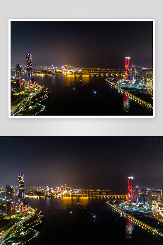 广东珠海城市夜景灯光航拍摄影