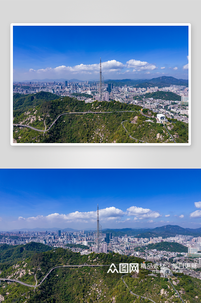 广东珠海城市天际线航拍摄影素材