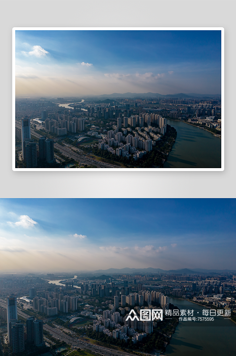 广东珠海城市风光景山公园航拍摄影素材